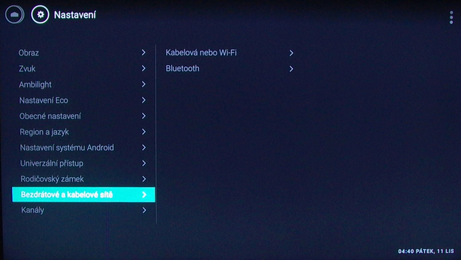 Philips 65PUS7601 - menu nastavení