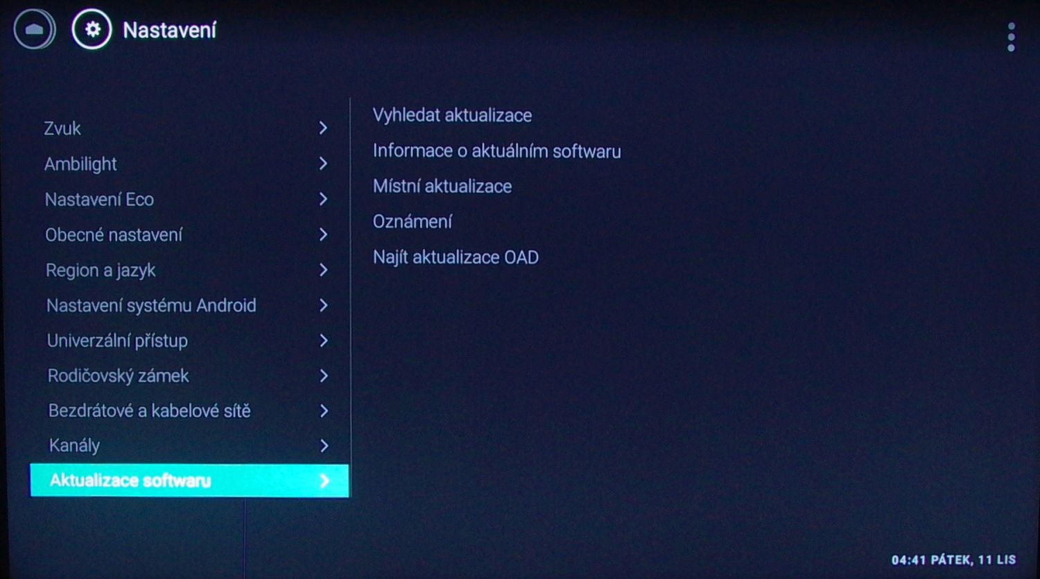 Philips 65PUS7601 - menu nastavení