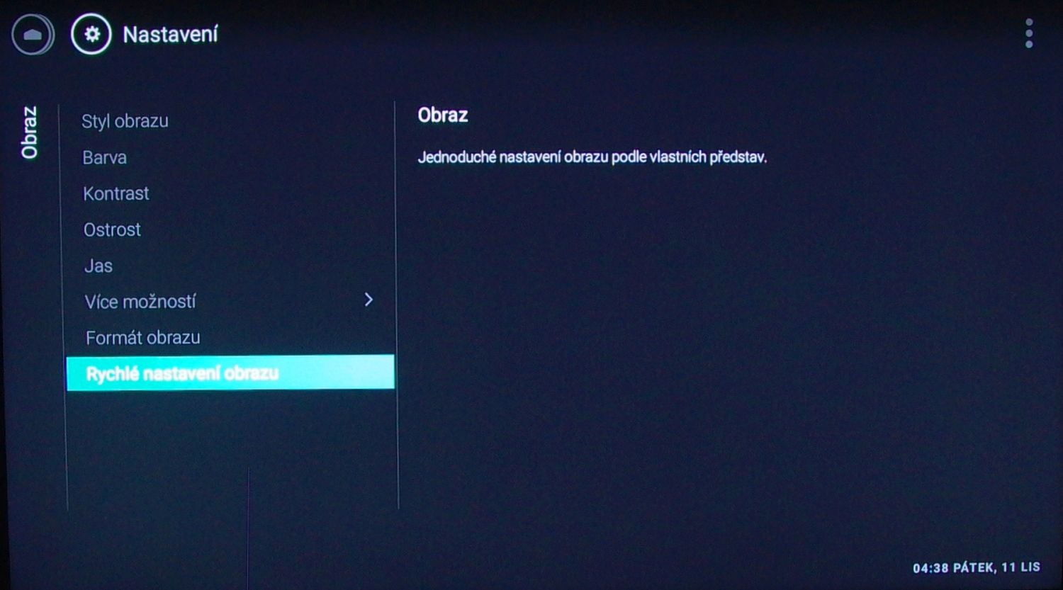 Philips 65PUS7601 - menu nastavení