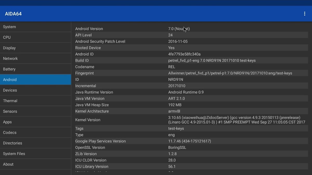 Zidoo H6 Pro - Aida 64
