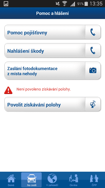 Pomoc a hlášení pojistných událostí.