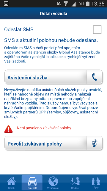 Pro odtah vozidla budete přesměrováni na asistenční službu, se kterou se domluvíte telefonicky.