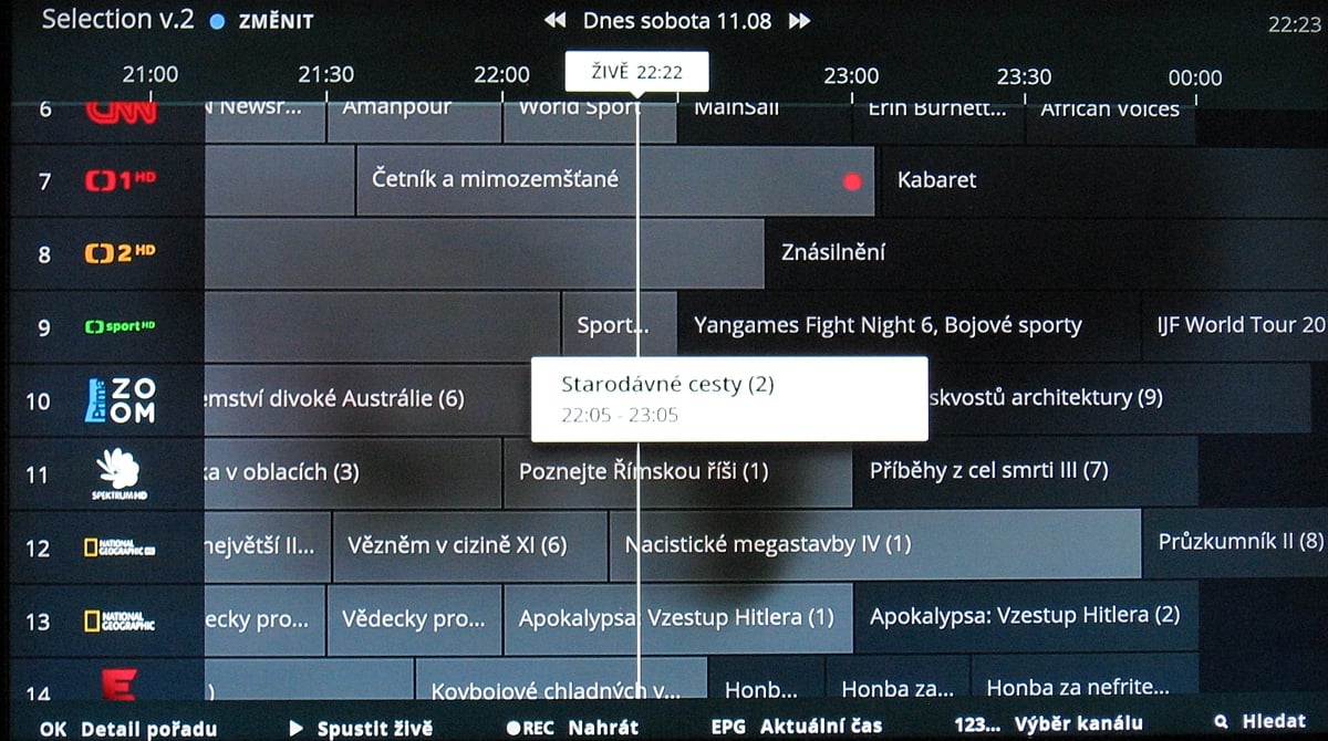 NG box O2 TV – EPG 2