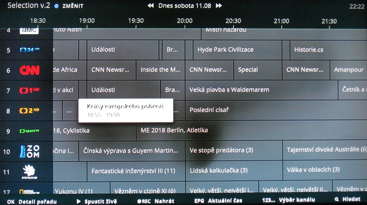 NG box O2 TV – EPG 2