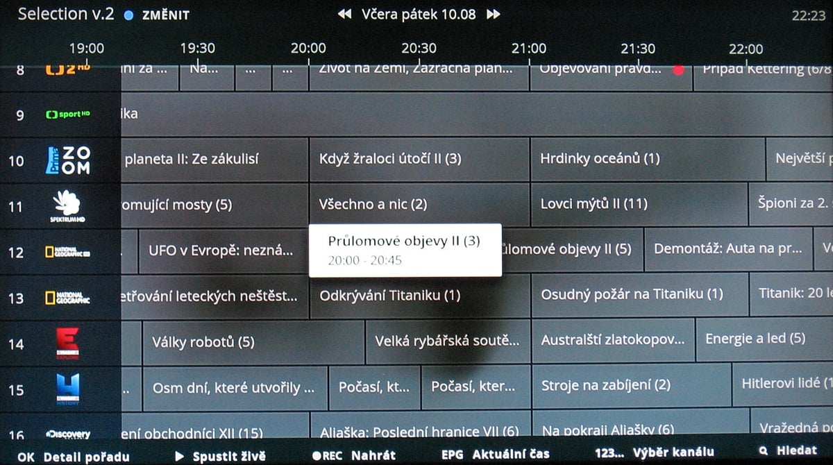 NG box O2 TV – EPG 2