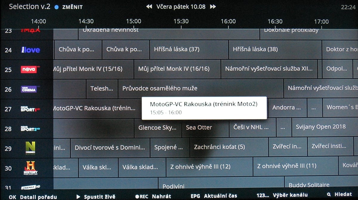 NG box O2 TV – EPG 2