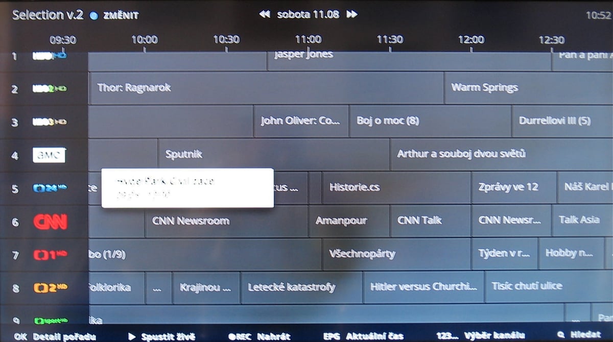 NG box O2 TV – EPG 2