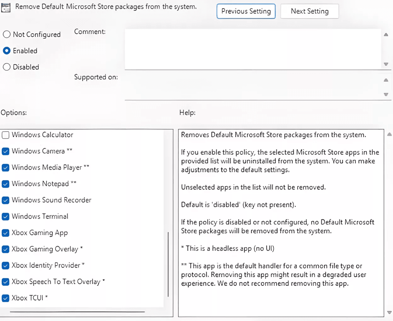 Remove Default Microsoft Store Packages
