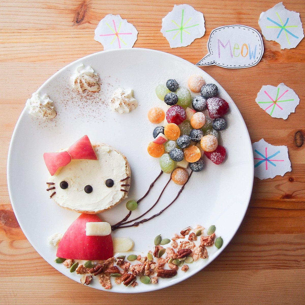 Také předlohy Samanthy Lee z Malajsie byly původně na papíře. Snoopyho, Batmana či Hello Kitty na talíři začala tvořit pro svou dceru, aby lépe jedla. Její práce se staly velmi populární a inspirovaly další rodiče.