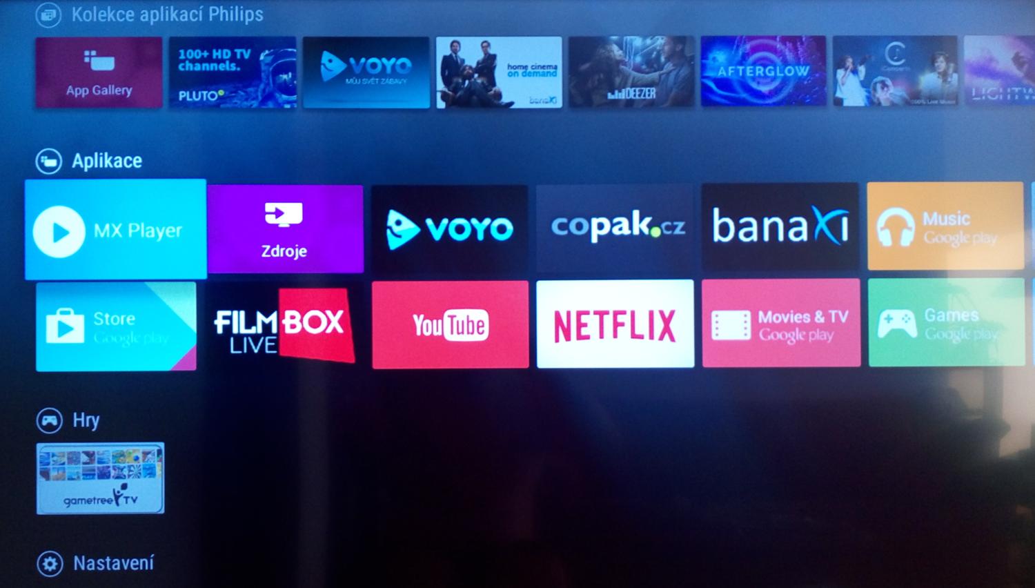 Android TV – domácí nabídka (Domov)