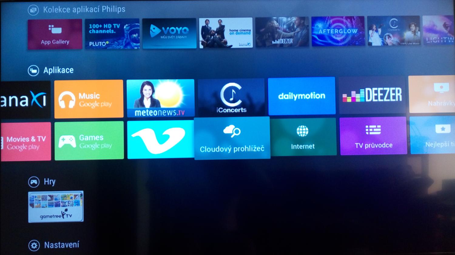 Android TV – domácí nabídka (Domov)