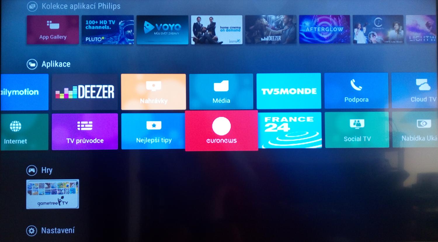 Android TV – domácí nabídka (Domov)