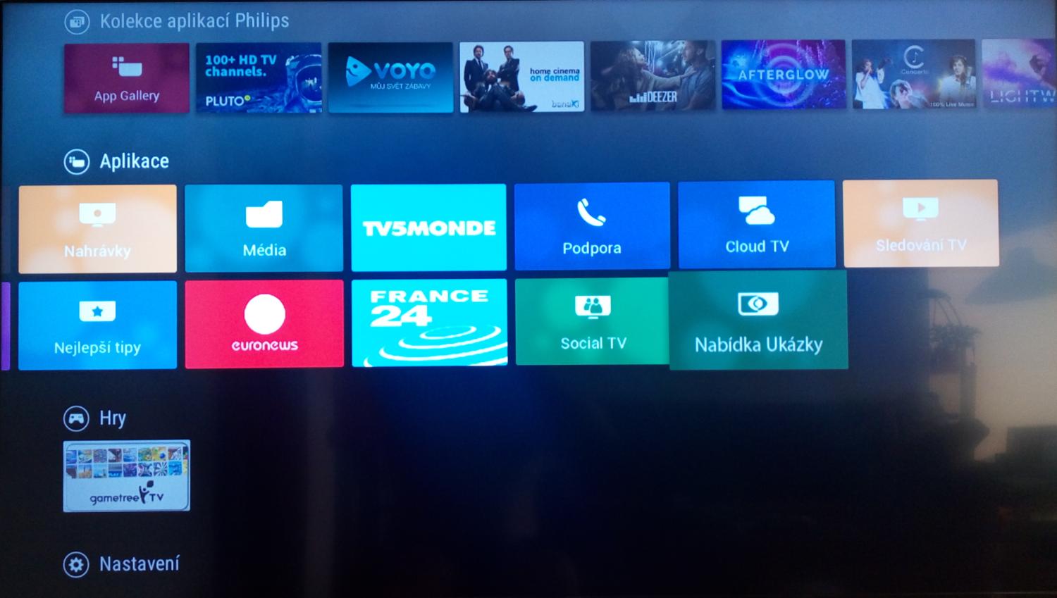 Android TV – domácí nabídka (Domov)