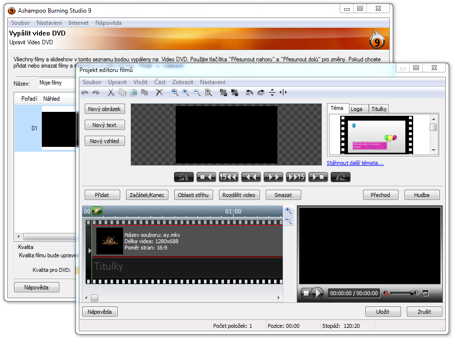 <p>Před vypálením lze video editovat</p>