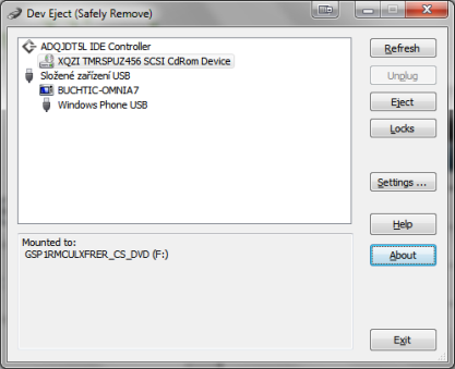 Dev Eject spravuje připojené USB zařízení