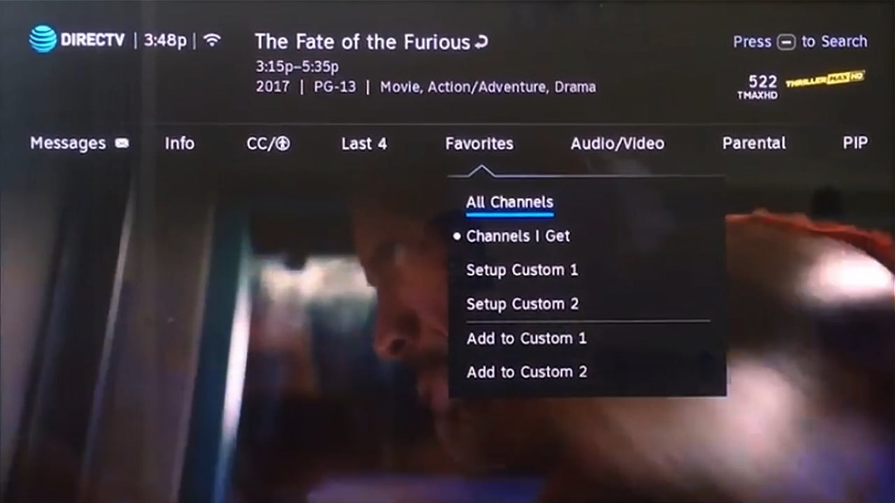DIRECTV - Menu pořadu