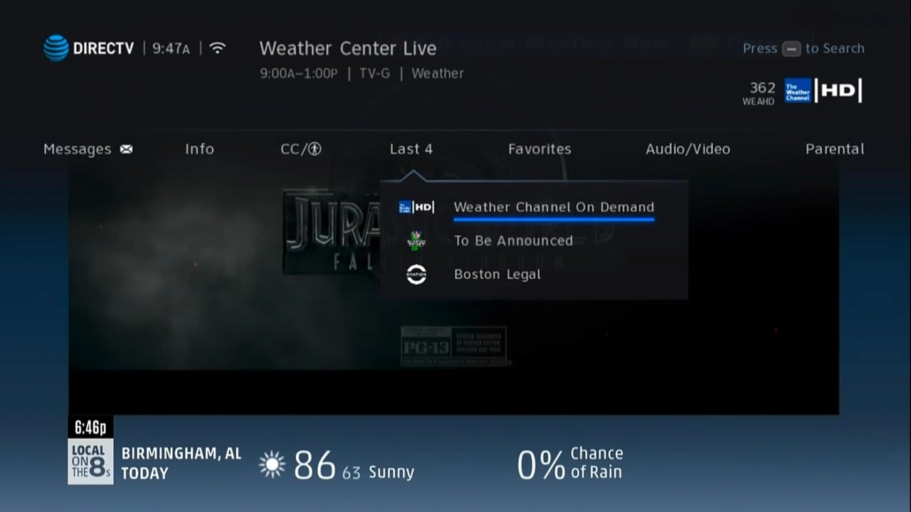 DIRECTV - Menu pořadu
