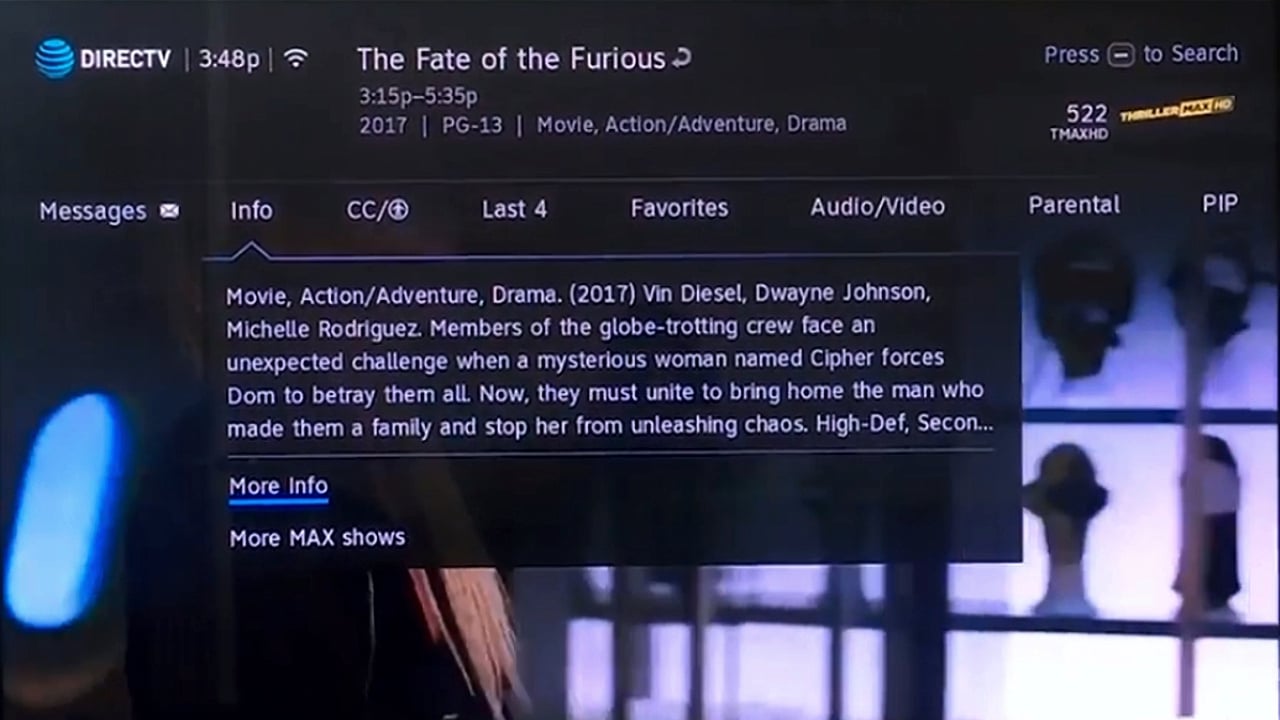 DIRECTV - Menu pořadu