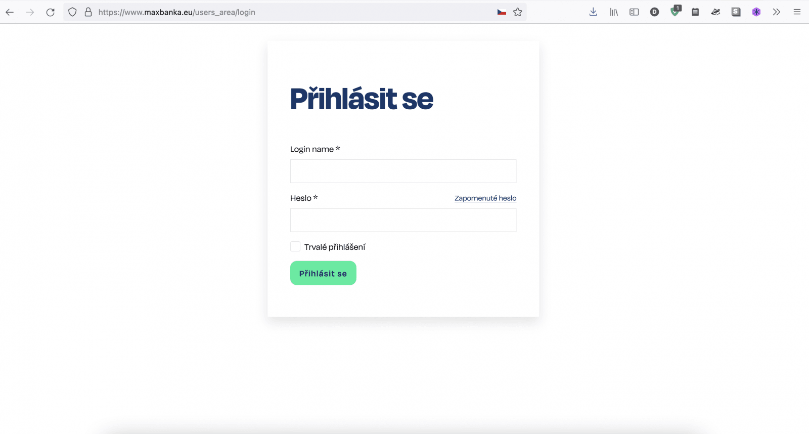 Internetové bankovnictví Expobank, měnící se na Max banku. (3. 10. 2022)