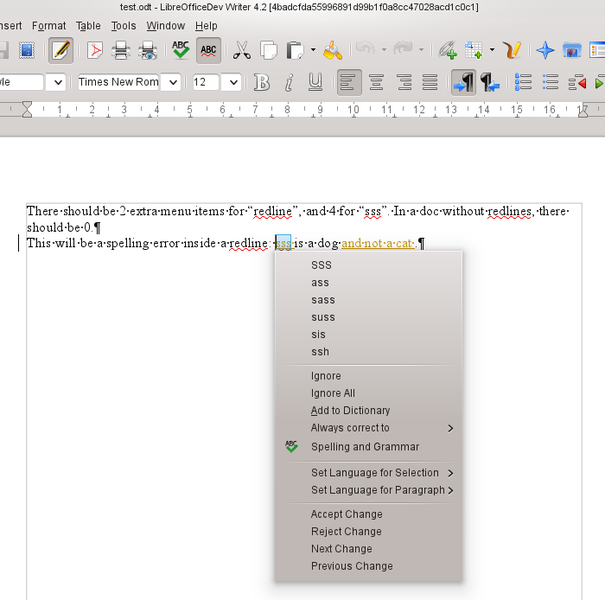 V menu kontroly pravopisu jsou nyní integrovány položky správy revizí. Dříve kontextové menu k jazykové chybě přebilo menu revizí, takže někdy nebylo možné revizi s překlepem odstranit.