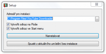 Aplikace nabízí při spuštění možnost instalace i spuštění bez ní