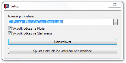 Aplikace nabízí při spuštění možnost instalace i spuštění bez ní