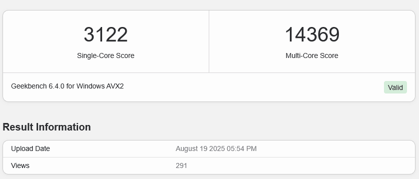 Procesor Ryzen 5 9500F v databázi Geekbench