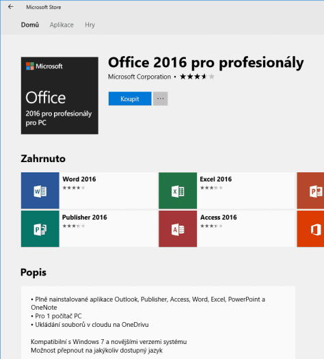Ze Storu si sice Office pro Windows 7 nestáhnete, zde zakoupená licence se ovšem dá použít také v tomto systému