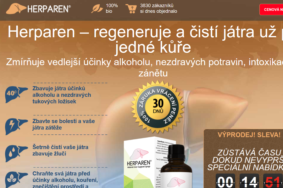 http://www.herparen.com/CZ-official-site_5r/ nabízí přípravek pro zdravá játra Herparen