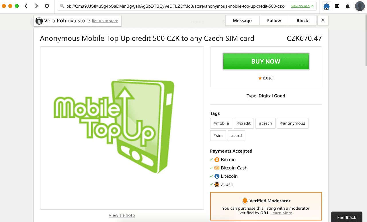 Anonymní české SIM karty na platformě OpenBazaar