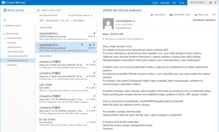 Vyděračský e-mail trojan RAT