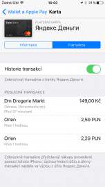 Historii transakcí vidíte i v aplikaci Wallet.