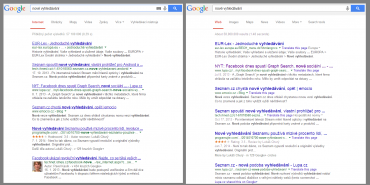 Google zkouší nový vzhled vyhledávání. Nepodtrhané, nepřehledné, zmatené.