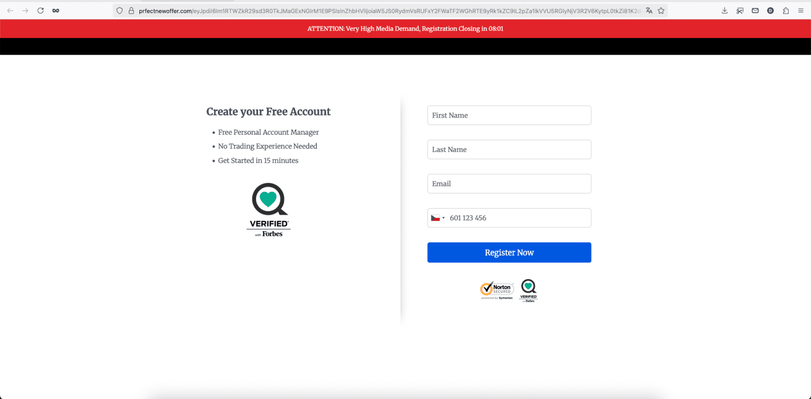 Na podvodný web prfectnewoffer.com jste se dostali proklikem z podvodného webu newsblitz.online, který byl původně v grafice českého webu Novinky.cz. Cílem bylo dostat z vás peníze na podvodné investice. (02. 06. 2025)