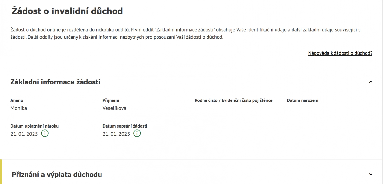 Žádost o invalidní důchod prostřednictvím ePortálu ČSSZ.