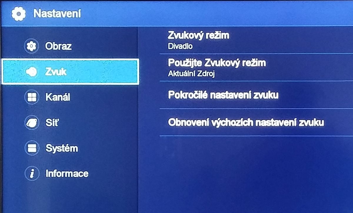 Hisense H43M3000 a H50M3300 - menu nastavení