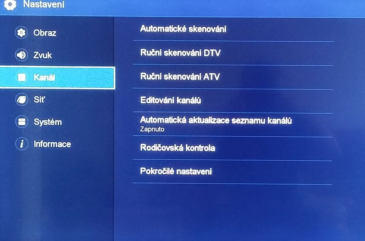 Hisense H43M3000 a H50M3300 - menu nastavení