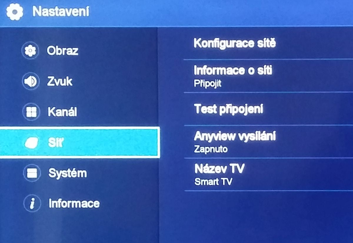 Hisense H43M3000 a H50M3300 - menu nastavení
