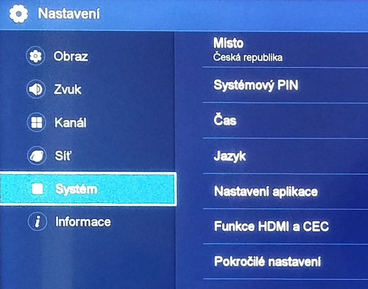 Hisense H43M3000 a H50M3300 - menu nastavení