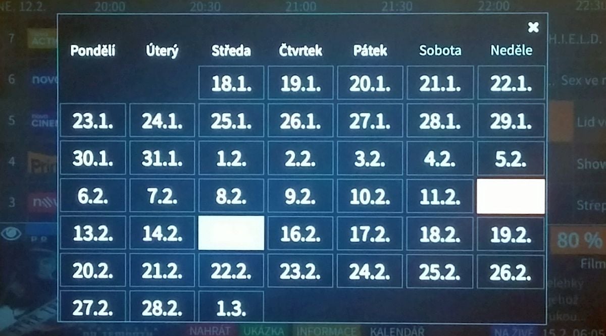 Povšimněte si, že nyní také Lepší.TV nabízí Zpětné zhlédnutí až 30 dnů nazpět.