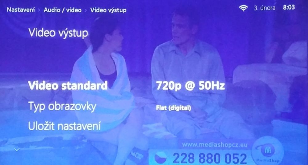 O2 TV Air M - Menu - instalace a video výstup