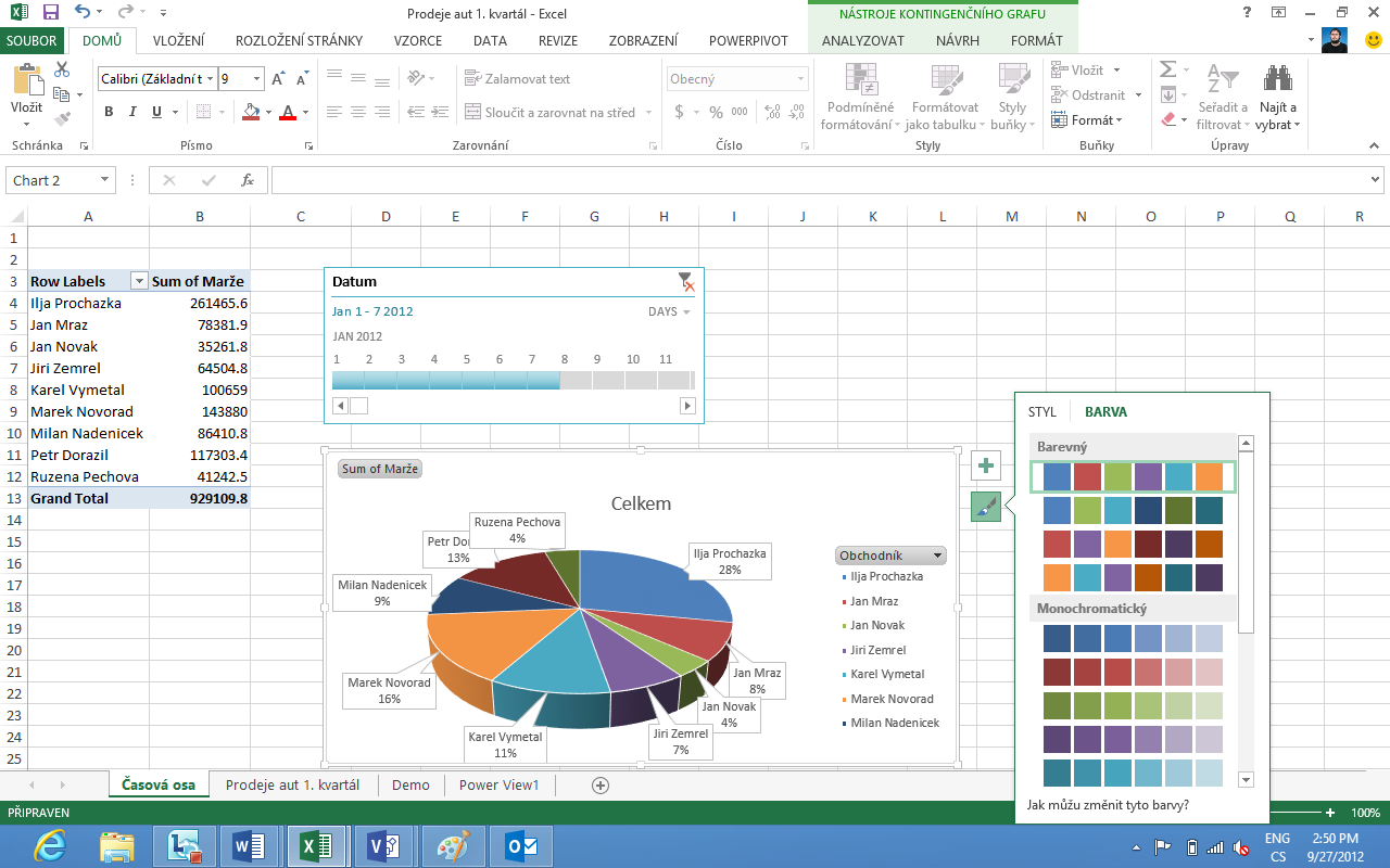 Ukázka nového rozhraní aplikace Excel