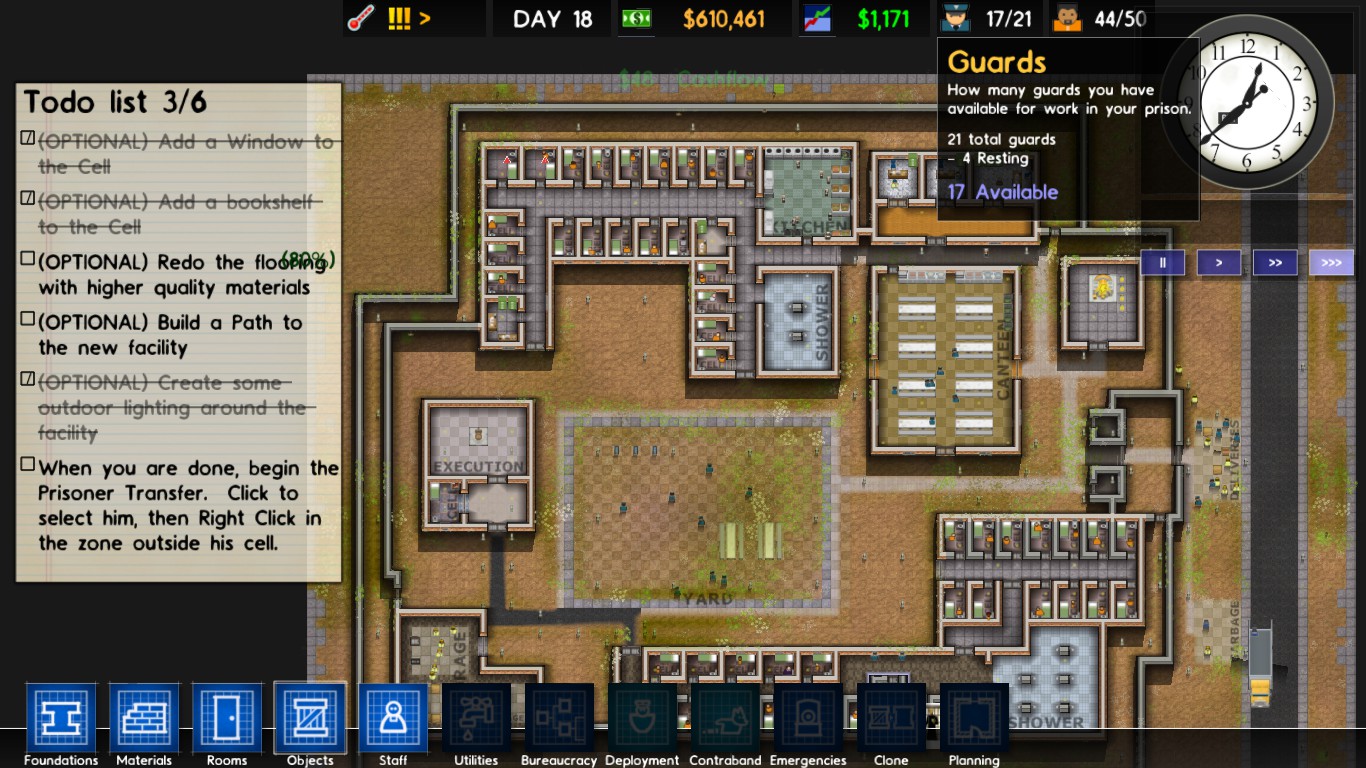 Obrázky ze hry Prison Architect.