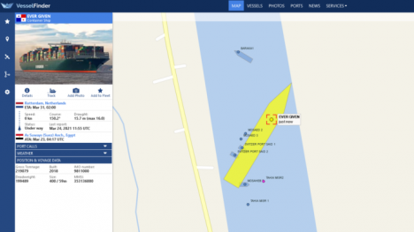 Náhledový obrázek - Aplikace Vessel Finder: Sledujte on-line uvízlou loď blokující Suezský kanál