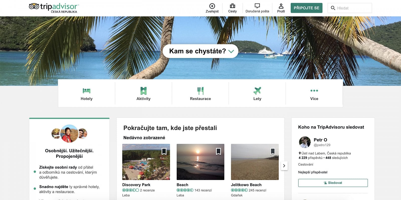 Na portálu si můžete vybrat ubytování, ale zároveň tu najdete recenze jednotlivých míst.