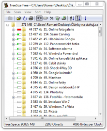 <p>TreeSize - stromová struktura adresářů s velikostí</p>