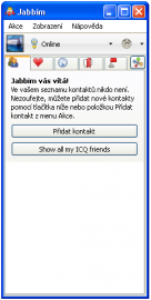 <p>Uvítací okno aplikace Jabbim</p>