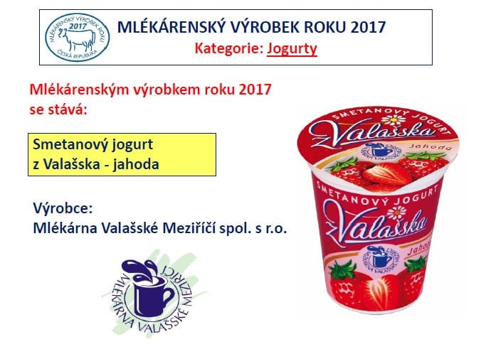 Nejlepší mlékárenský výrobek roku 2017 je...