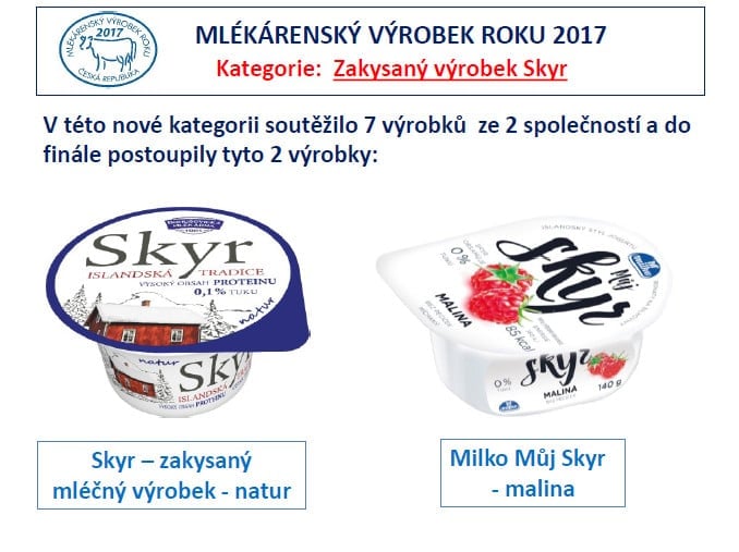 Nejlepší mlékárenský výrobek roku 2017 je...