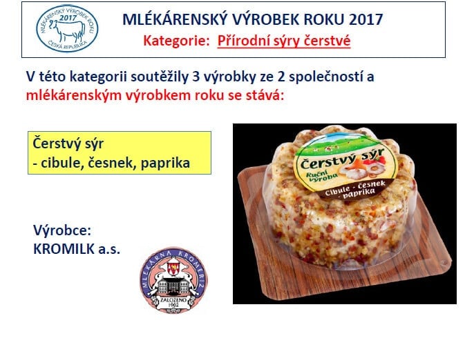 Nejlepší mlékárenský výrobek roku 2017 je...